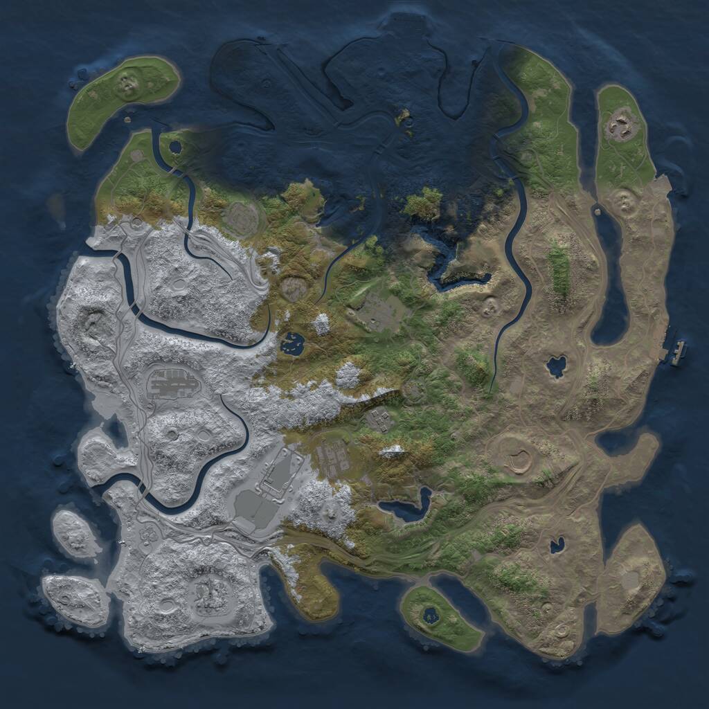Rust Map: Procedural Map, Size: 4500, Seed: 1220865864, 16 Monuments