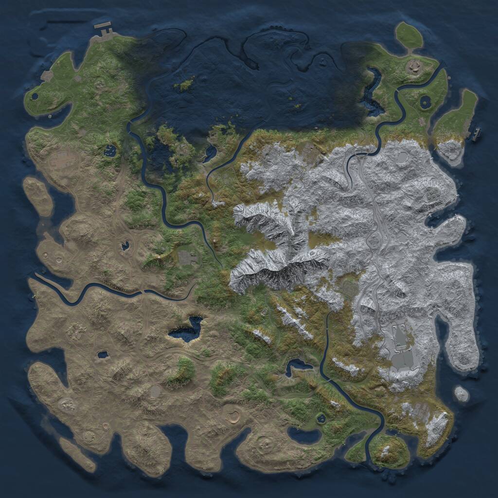 Rust Map: Procedural Map, Size: 6000, Seed: 338434222, 17 Monuments