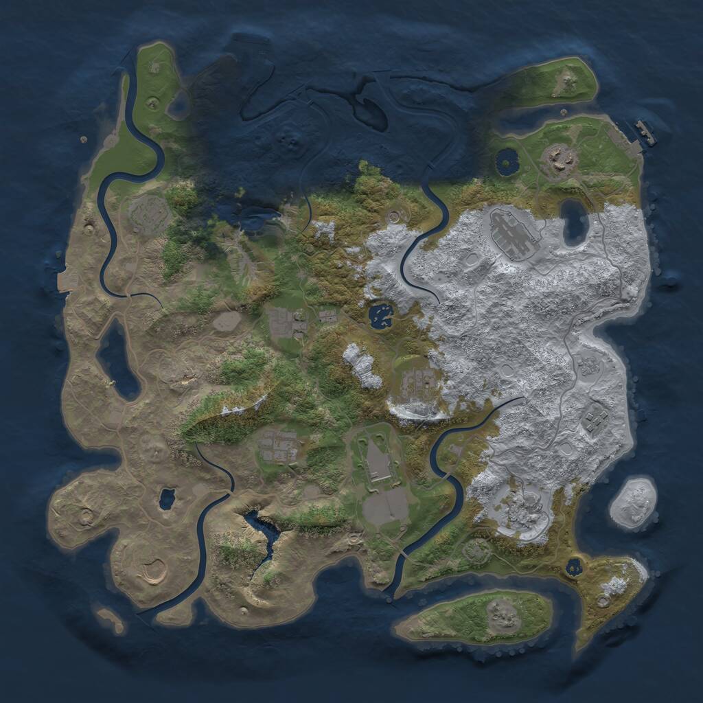 Rust Map: Procedural Map, Size: 4096, Seed: 184983162, 17 Monuments