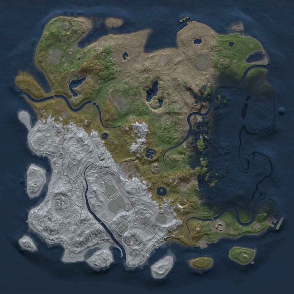 Rust Map: Procedural Map, Size: 4500, Seed: 706251053, 17 Monuments