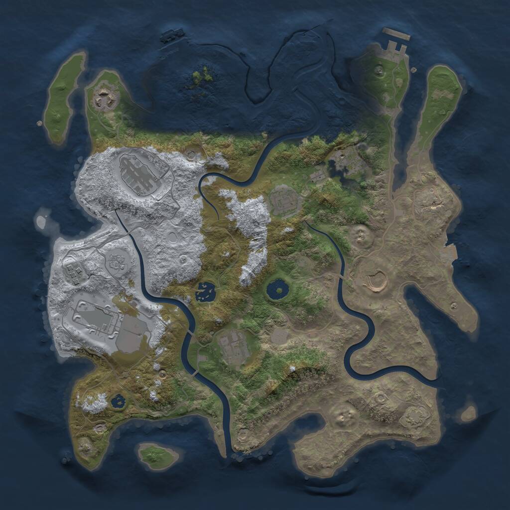 Rust Map: Procedural Map, Size: 3650, Seed: 54208402, 15 Monuments