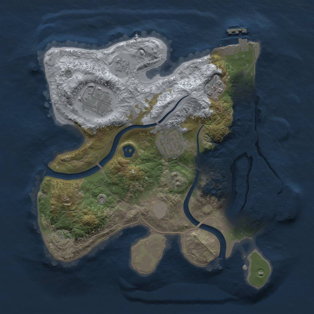 Rust Map: Procedural Map, Size: 2500, Seed: 673140514, 8 Monuments