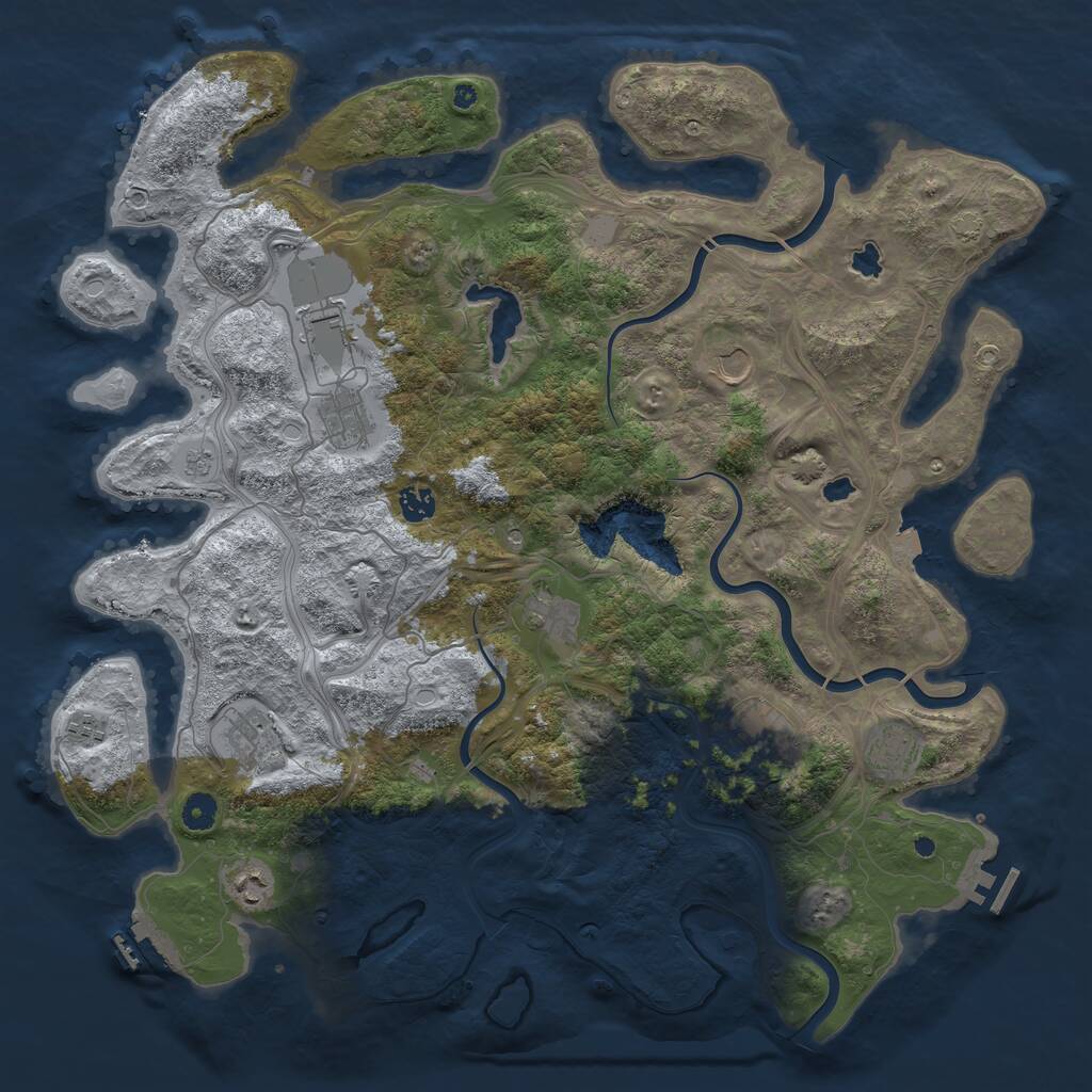 Rust Map: Procedural Map, Size: 4500, Seed: 70262626, 16 Monuments