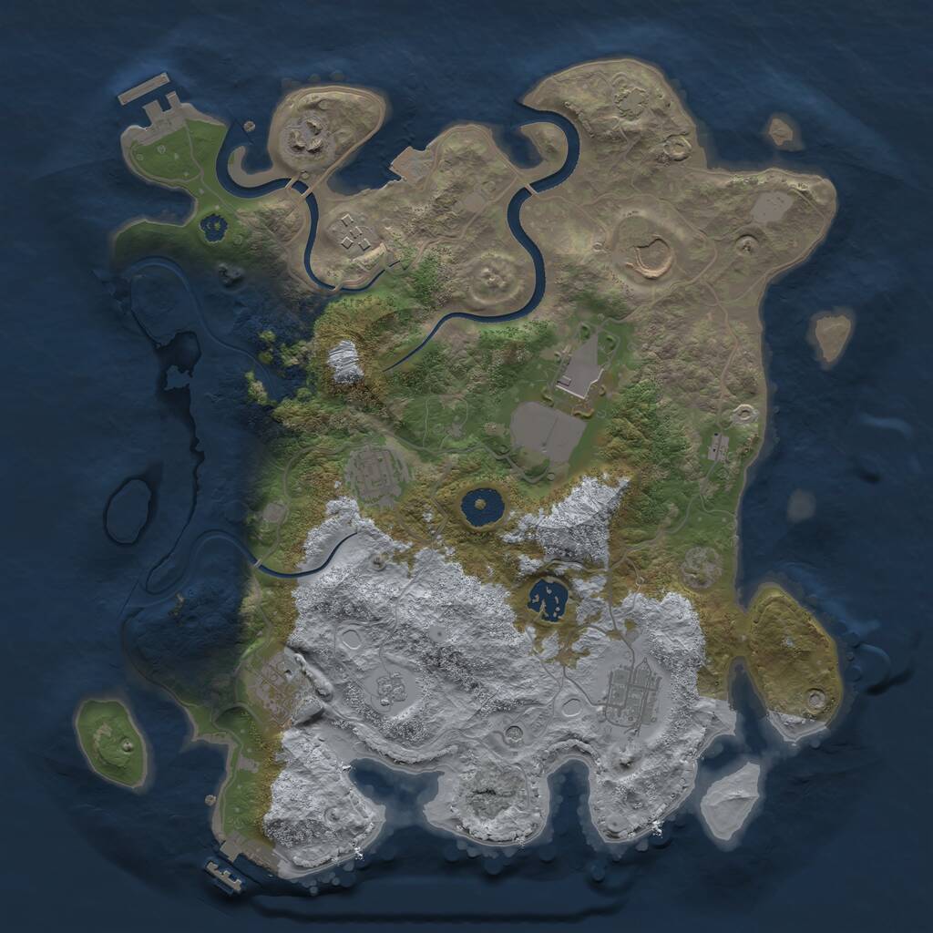 Rust Map: Procedural Map, Size: 3500, Seed: 332536128, 14 Monuments