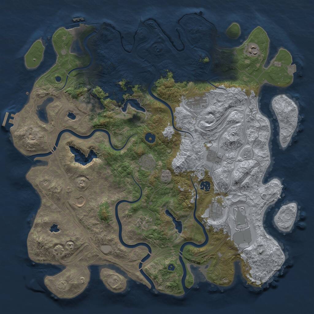Rust Map: Procedural Map, Size: 4500, Seed: 599895310, 17 Monuments