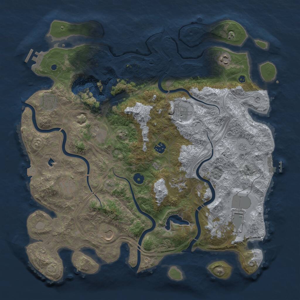 Rust Map: Procedural Map, Size: 4250, Seed: 907713596, 16 Monuments