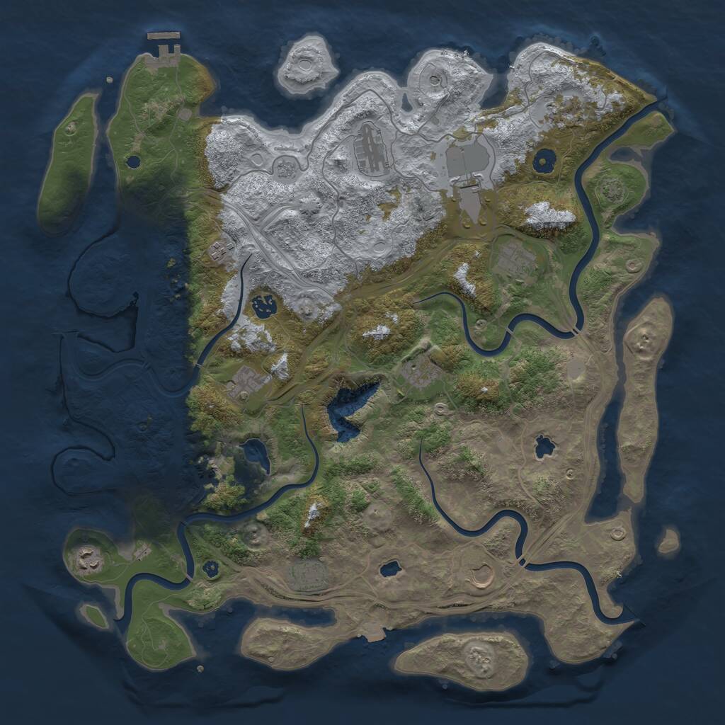 Rust Map: Procedural Map, Size: 4500, Seed: 909023972, 16 Monuments