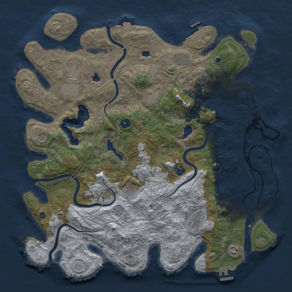 Rust Map: Procedural Map, Size: 4500, Seed: 843446774, 15 Monuments