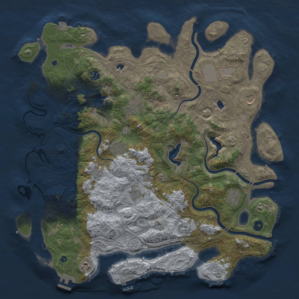Rust Map: Procedural Map, Size: 4500, Seed: 145034375, 16 Monuments