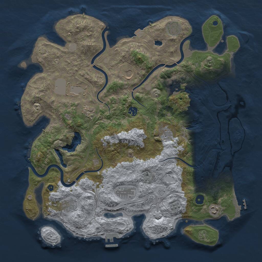 Rust Map: Procedural Map, Size: 4250, Seed: 294464156, 17 Monuments
