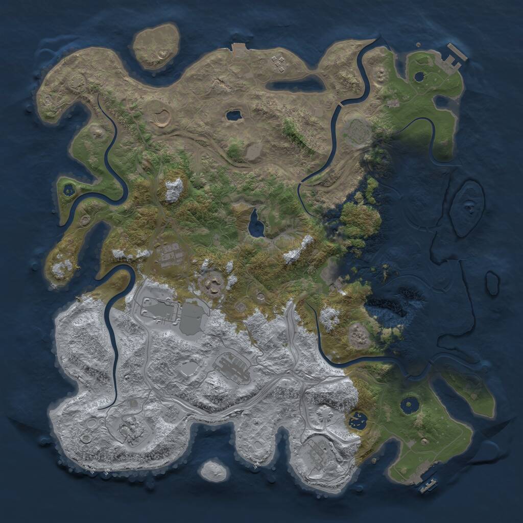 Rust Map: Procedural Map, Size: 4450, Seed: 405642750, 17 Monuments