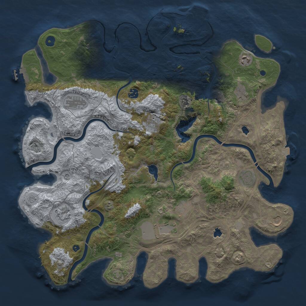 Rust Map: Procedural Map, Size: 4500, Seed: 762721458, 17 Monuments