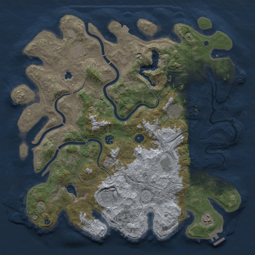 Rust Map: Procedural Map, Size: 4250, Seed: 1039303818, 14 Monuments