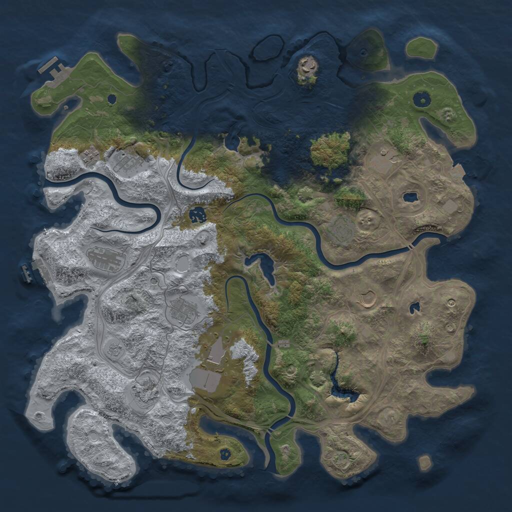 Rust Map: Procedural Map, Size: 4500, Seed: 36521032, 17 Monuments