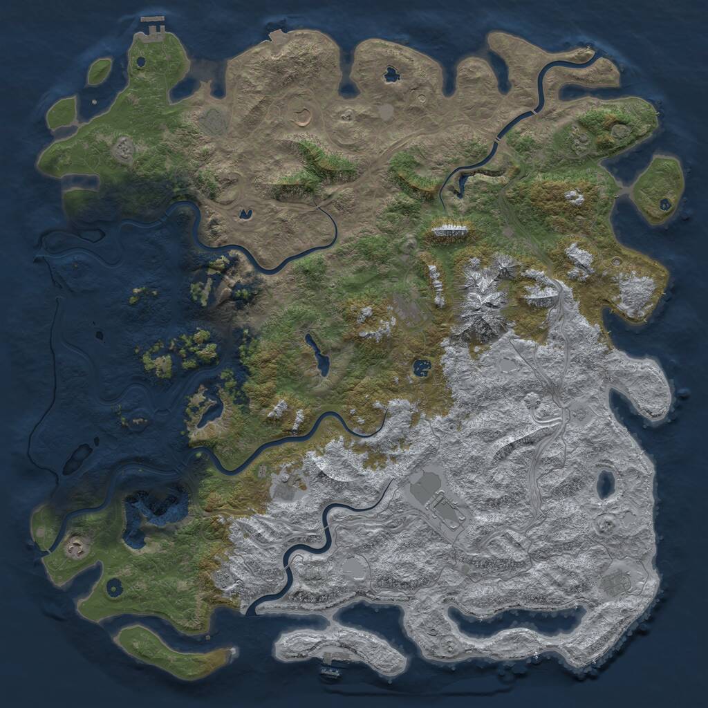 Rust Map: Procedural Map, Size: 6000, Seed: 212687119, 17 Monuments