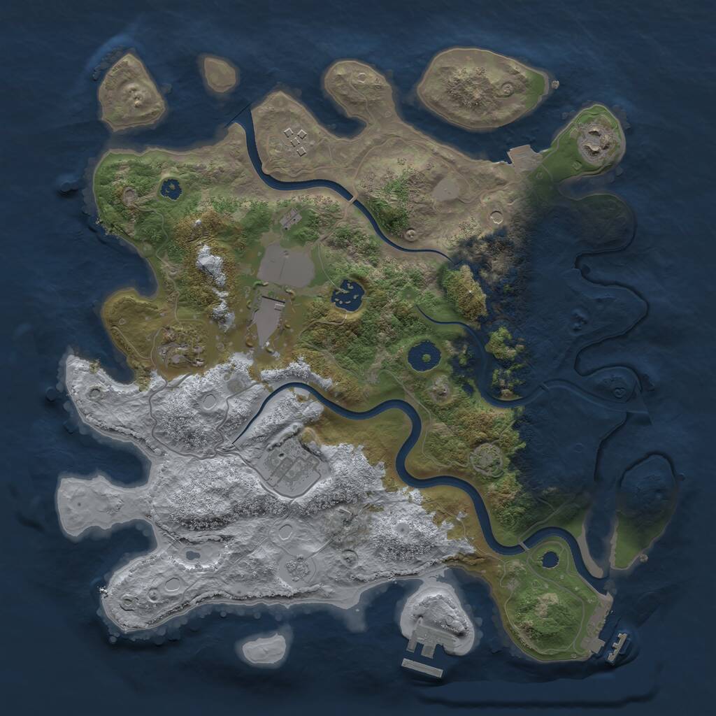 Rust Map: Procedural Map, Size: 3500, Seed: 443443707, 12 Monuments