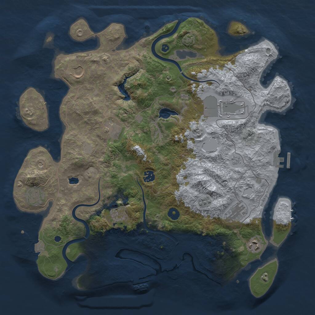 Rust Map: Procedural Map, Size: 4000, Seed: 628018179, 15 Monuments