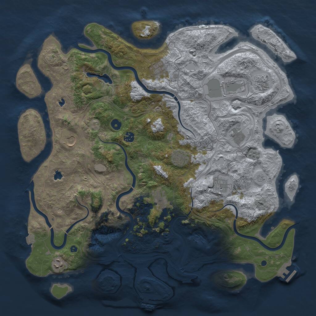 Rust Map: Procedural Map, Size: 4500, Seed: 1088119256, 17 Monuments