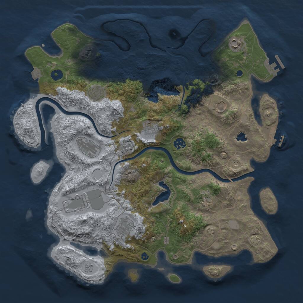 Rust Map: Procedural Map, Size: 4000, Seed: 1319427089, 16 Monuments