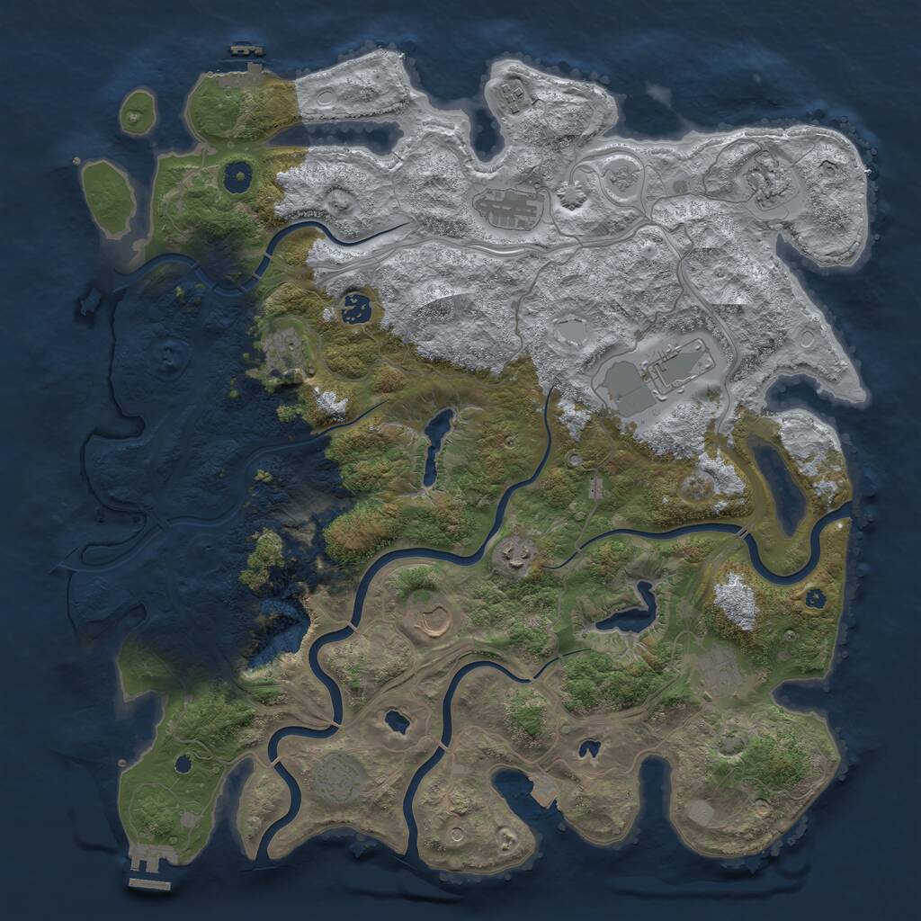 Rust Map: Procedural Map, Size: 4500, Seed: 481898430, 16 Monuments