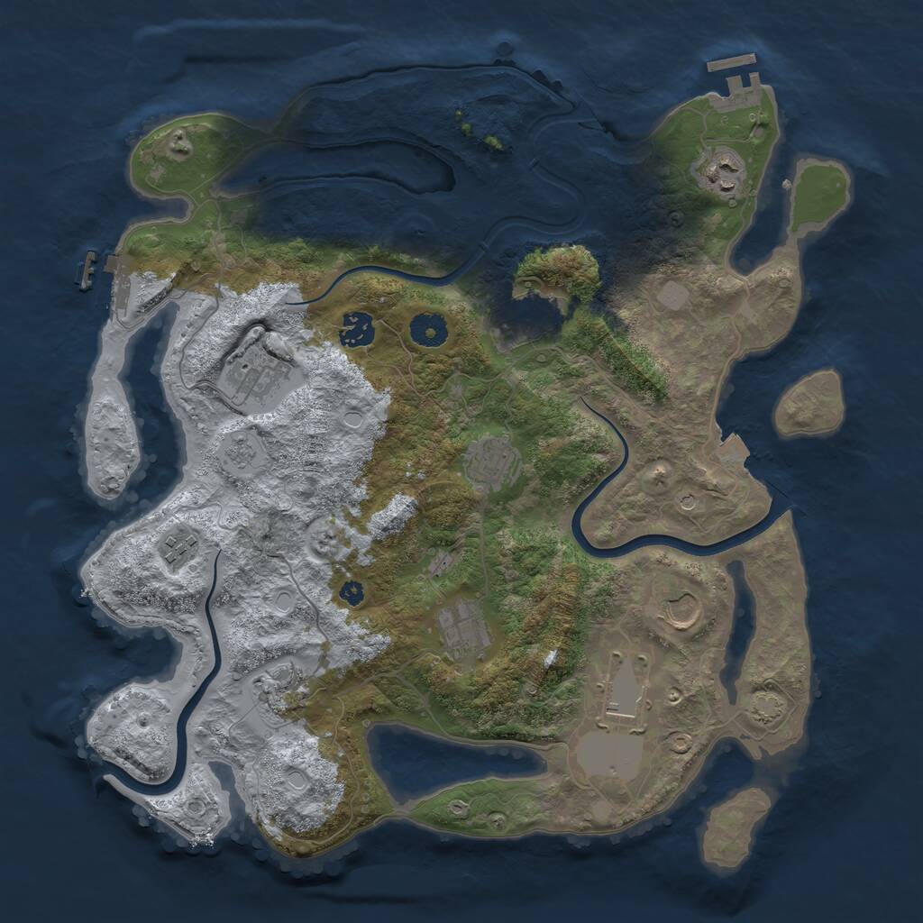 Rust Map: Procedural Map, Size: 3800, Seed: 8467351, 16 Monuments