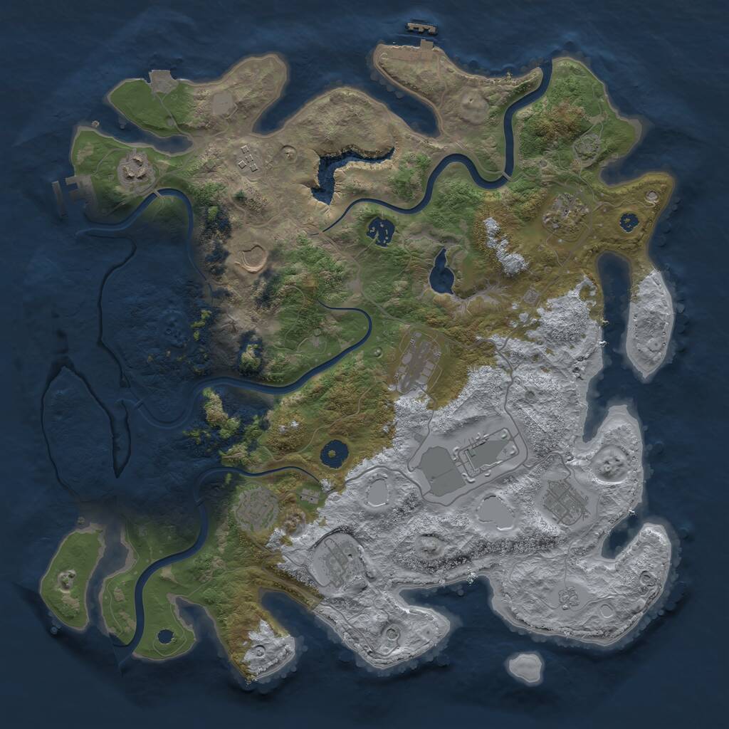 Rust Map: Procedural Map, Size: 4000, Seed: 1669079491, 16 Monuments
