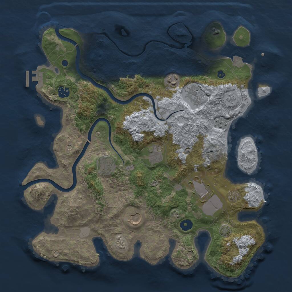 Rust Map: Procedural Map, Size: 3700, Seed: 629655410, 13 Monuments
