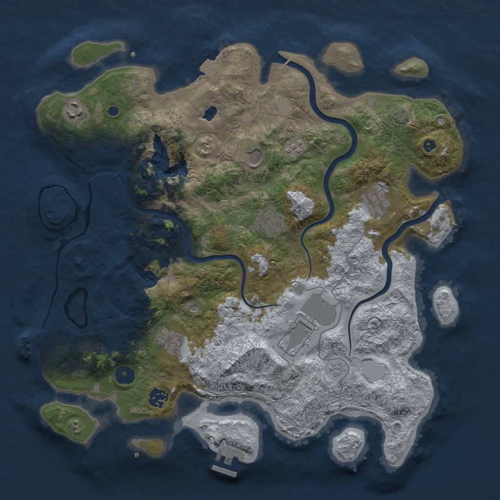 Rust Map: Procedural Map, Size: 4000, Seed: 645645, 14 Monuments
