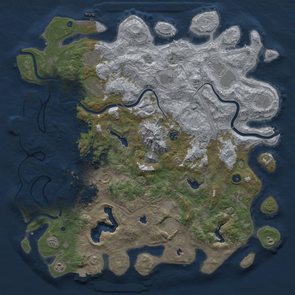 Rust Map: Procedural Map, Size: 5000, Seed: 1726167475, 17 Monuments