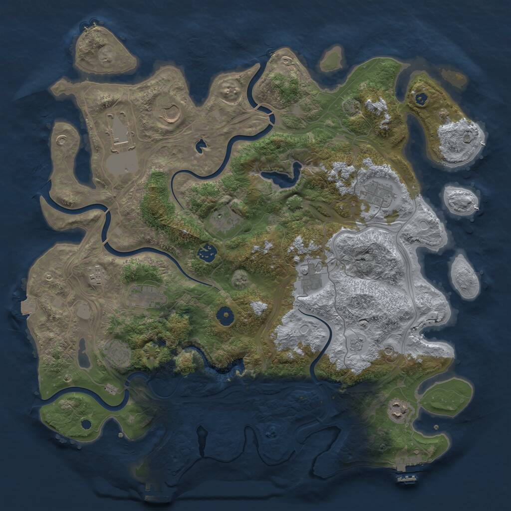 Rust Map: Procedural Map, Size: 4250, Seed: 65017211, 16 Monuments