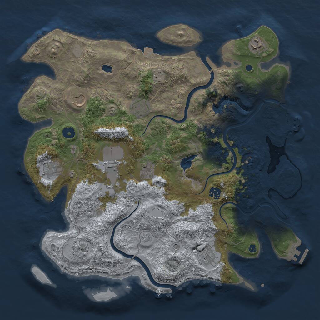 Rust Map: Procedural Map, Size: 4000, Seed: 57224105, 16 Monuments