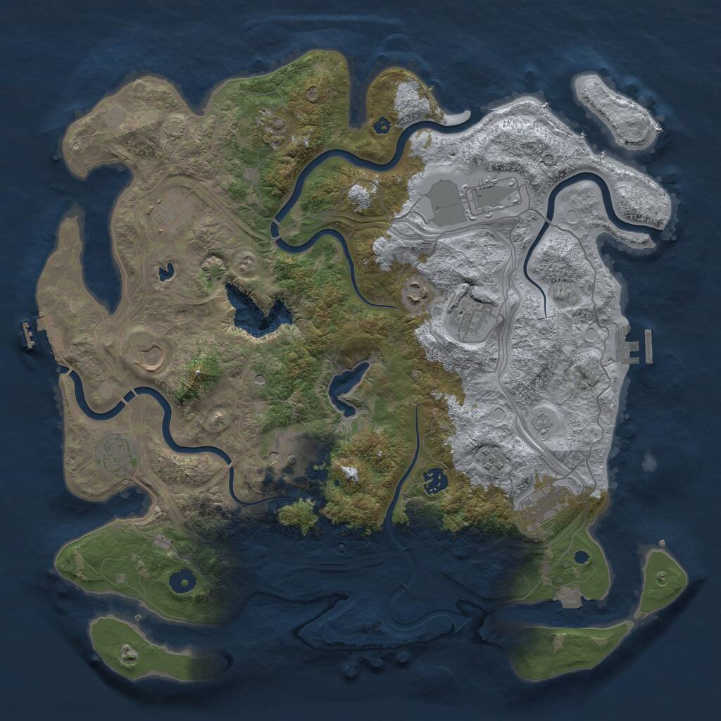 Rust Map: Procedural Map, Size: 4250, Seed: 1886297987, 17 Monuments