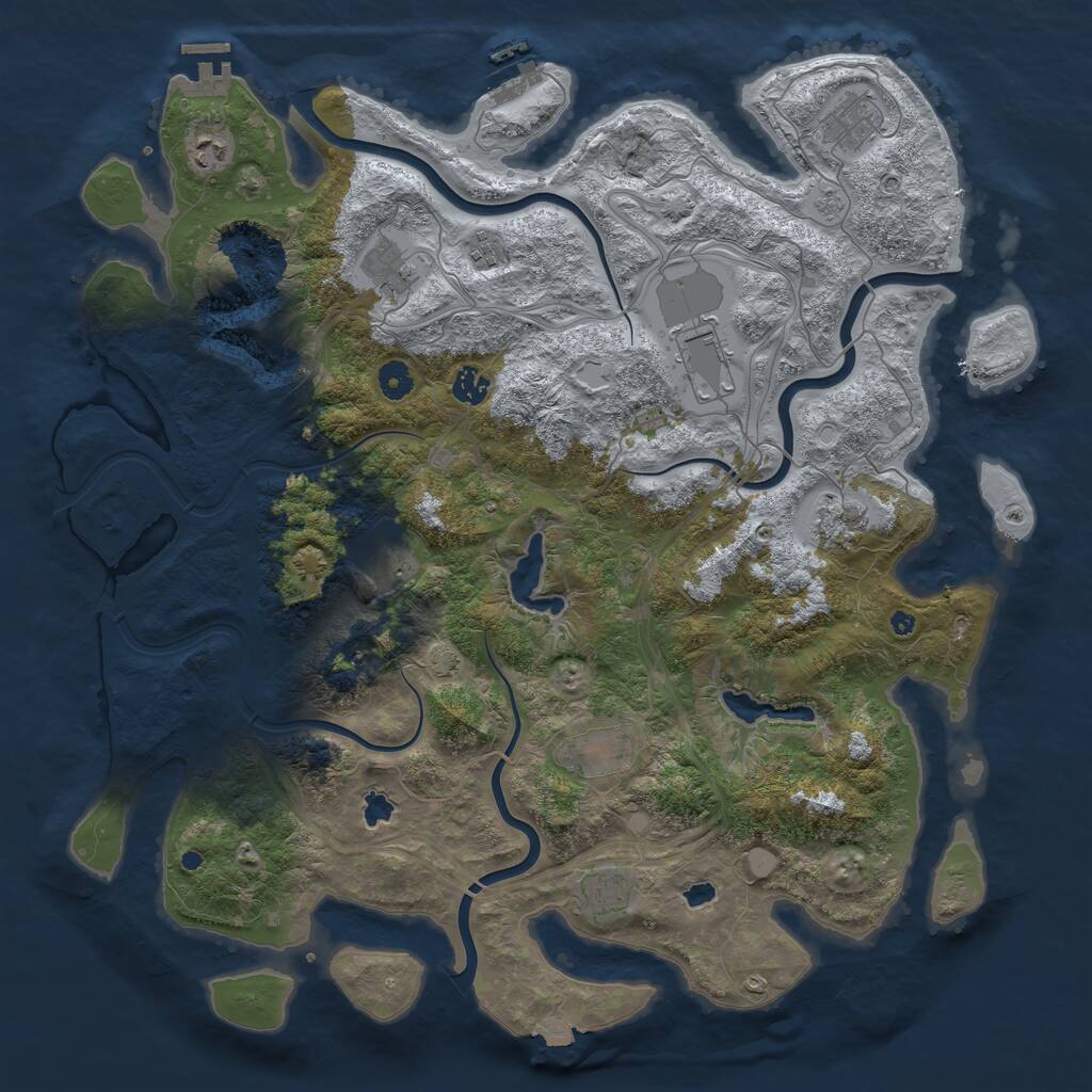 Rust Map: Procedural Map, Size: 4500, Seed: 841654694, 16 Monuments