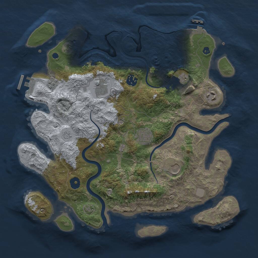 Rust Map: Procedural Map, Size: 3500, Seed: 620030186, 13 Monuments