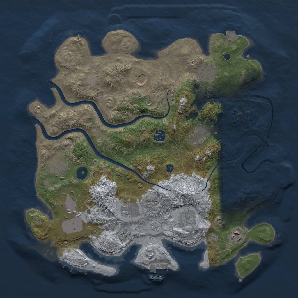 Rust Map: Procedural Map, Size: 3750, Seed: 1140794009, 16 Monuments