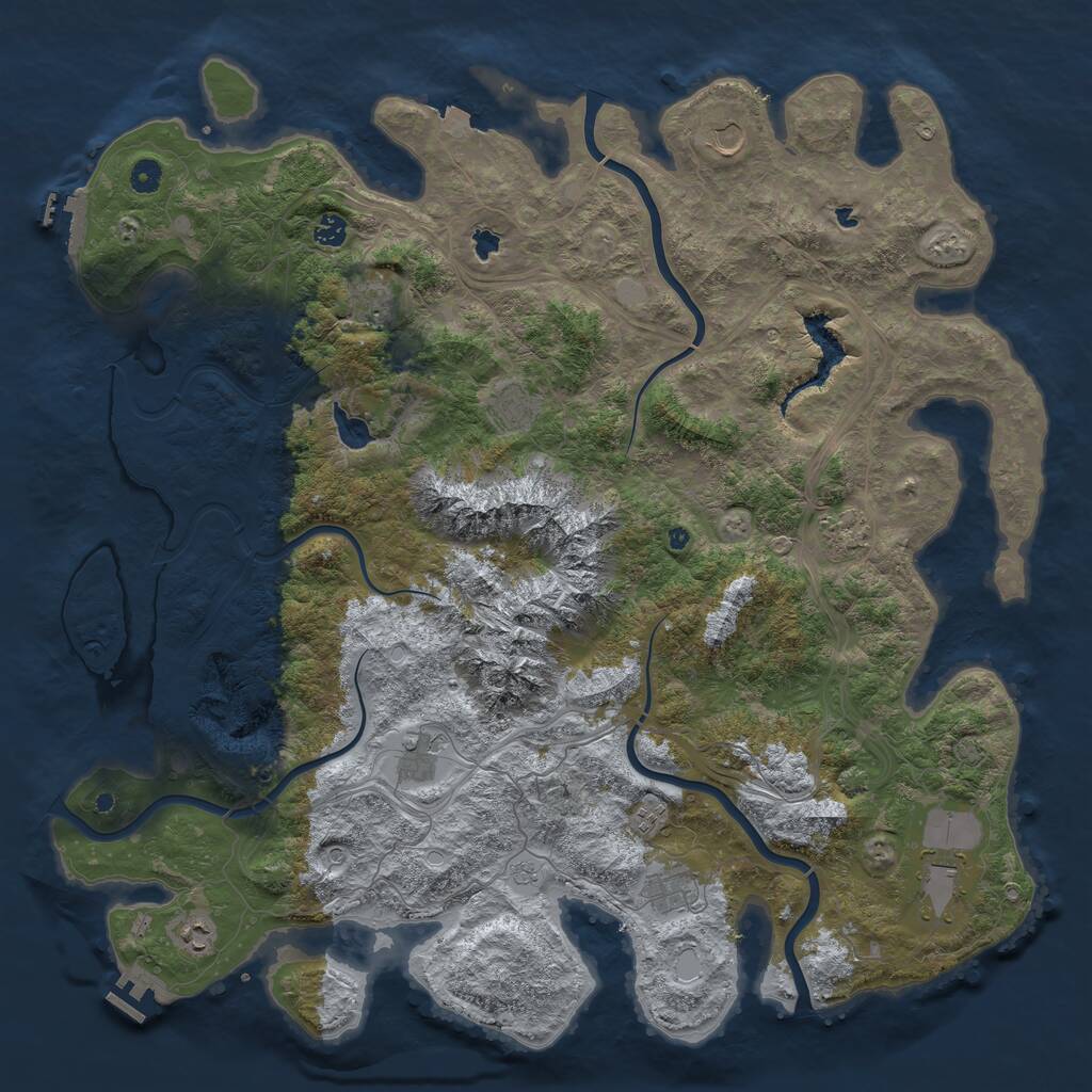 Rust Map: Procedural Map, Size: 5000, Seed: 1266491497, 16 Monuments