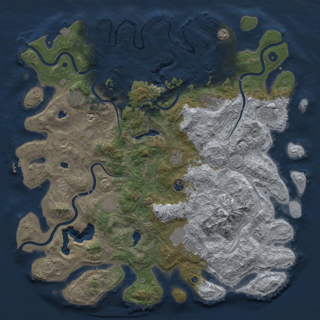 Rust Map: Procedural Map, Size: 5000, Seed: 1203431130, 16 Monuments