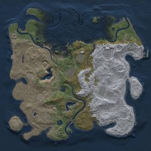 Thumbnail Rust Map: Procedural Map, Size: 4300, Seed: 40955232, 16 Monuments