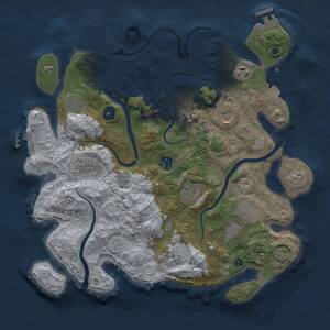 Thumbnail Rust Map: Procedural Map, Size: 3650, Seed: 88583896, 15 Monuments