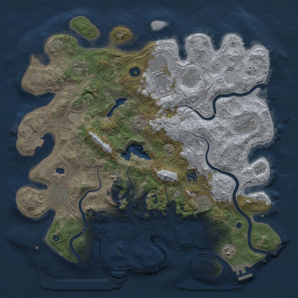 Rust Map: Procedural Map, Size: 4250, Seed: 707297258, 16 Monuments