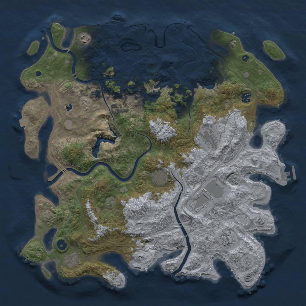 Rust Map: Procedural Map, Size: 4500, Seed: 1033321500, 14 Monuments