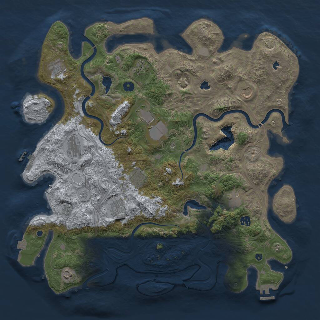 Rust Map: Procedural Map, Size: 4500, Seed: 836656466, 17 Monuments