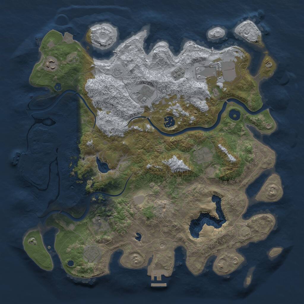 Rust Map: Procedural Map, Size: 4000, Seed: 2033138301, 14 Monuments