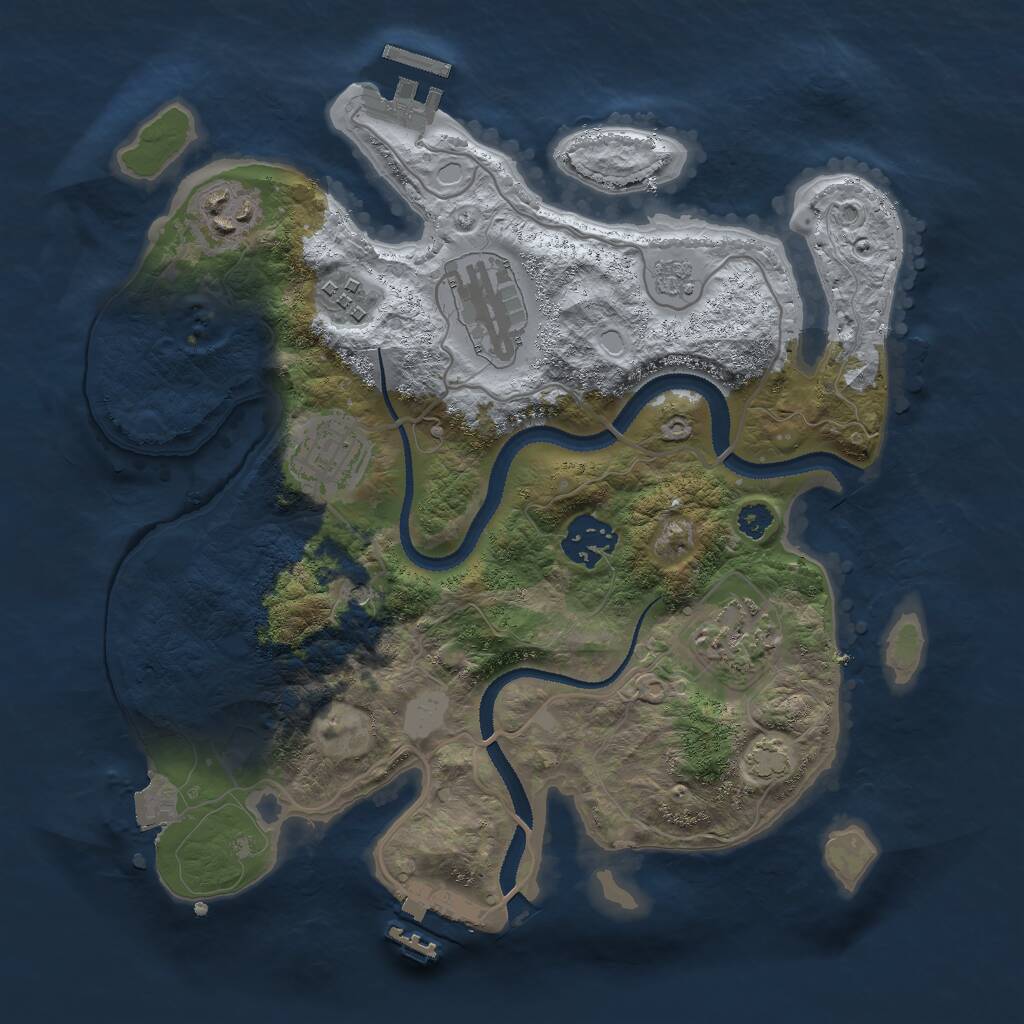Rust Map: Procedural Map, Size: 3000, Seed: 2030497094, 12 Monuments
