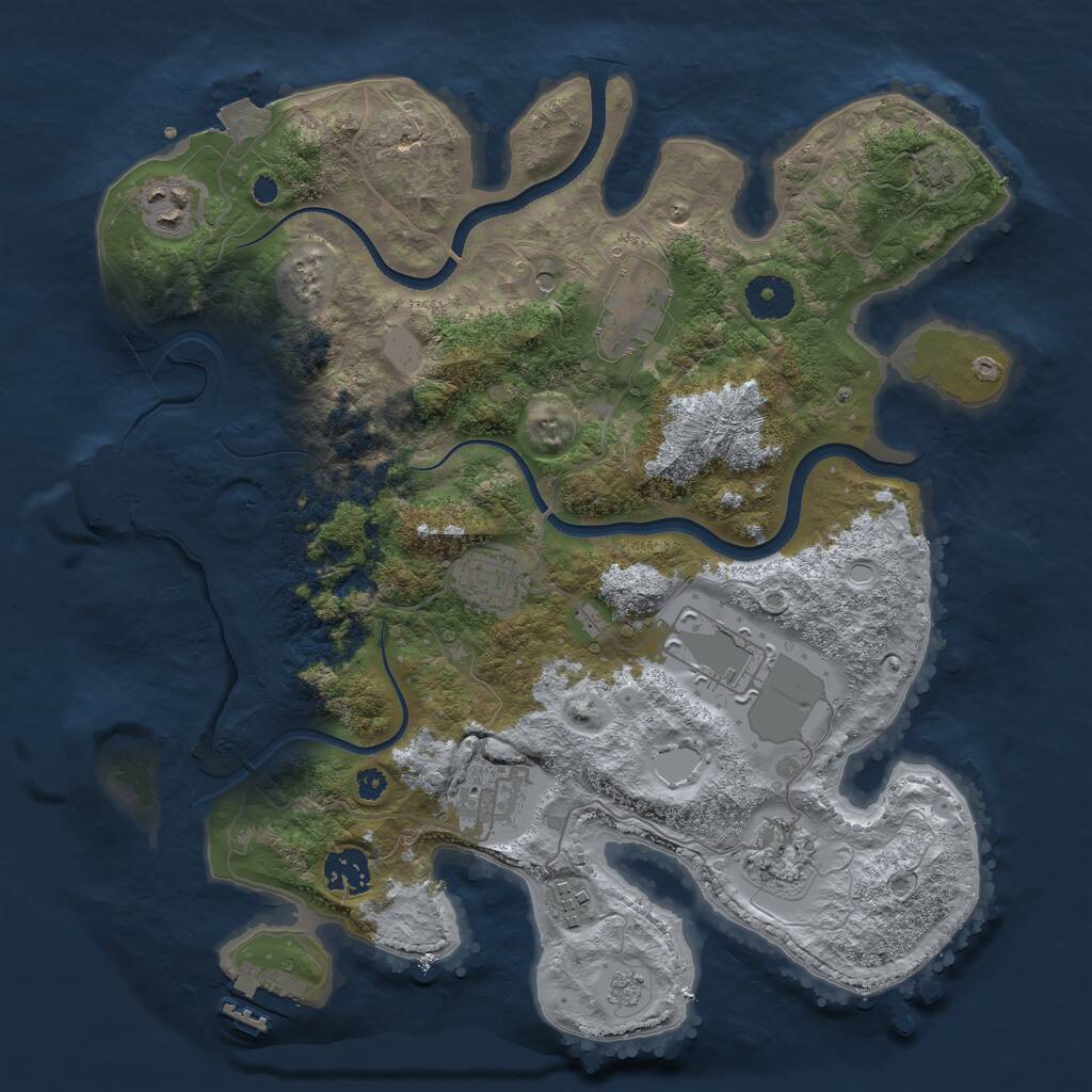 Rust Map: Procedural Map, Size: 3500, Seed: 1898854611, 14 Monuments