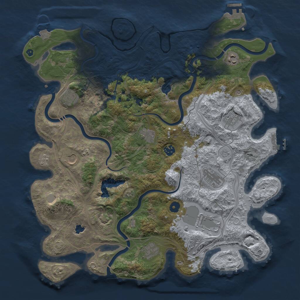 Rust Map: Procedural Map, Size: 4250, Seed: 803584541, 16 Monuments