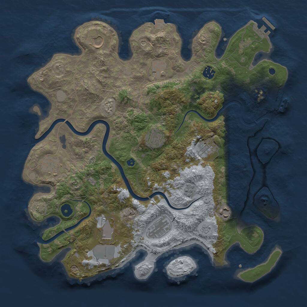 Rust Map: Procedural Map, Size: 3850, Seed: 475538413, 16 Monuments