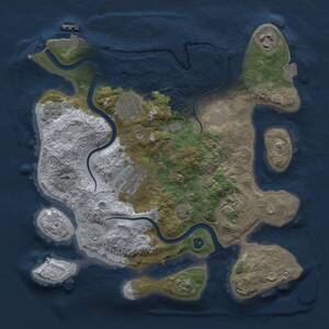 Thumbnail Rust Map: Procedural Map, Size: 3000, Seed: 1113657969, 10 Monuments