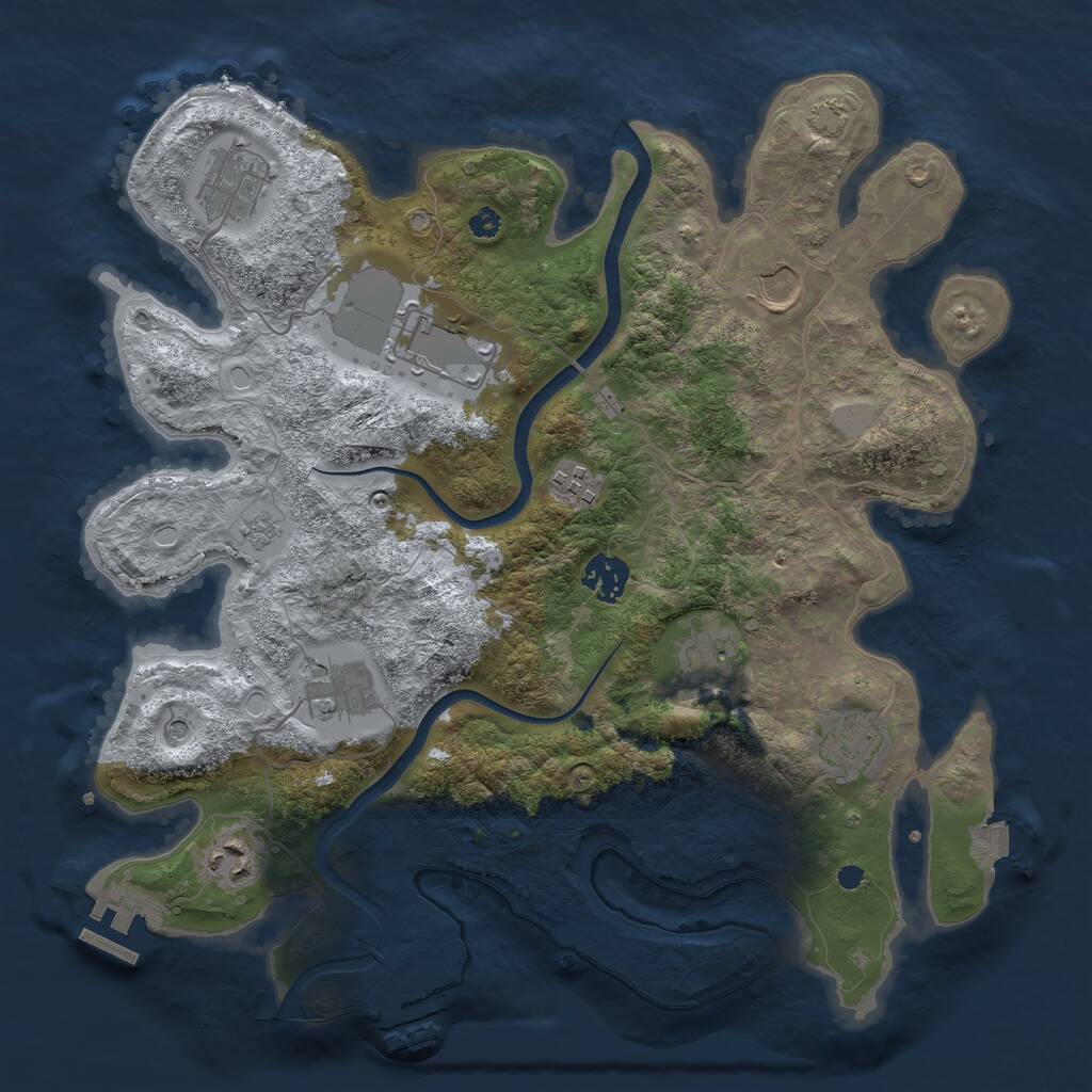 Rust Map: Procedural Map, Size: 3550, Seed: 382837, 15 Monuments