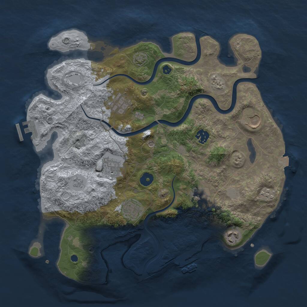 Rust Map: Procedural Map, Size: 3500, Seed: 1687181431, 14 Monuments
